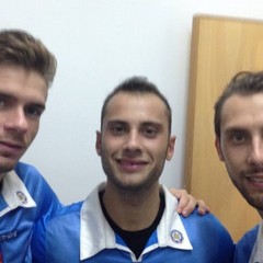 Roberto Filannino (a destra), assistente arbitrale barlettano all'esordio in Eccellenza