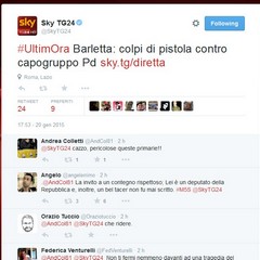 SkyTG24 riporta su Twitter la notizia della sparatoria di Barletta: offensivo il commento di Andrea Colletti, avvocato e deputato del Movimento 5 Stelle.