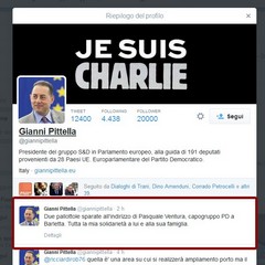 Dopo l'aggressione a Pasquale Ventura, arriva la solidarietà di Gianni Pittella via Twitter.
