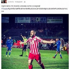 L'esultanza di Roberto Cortellini dopo il 2-1 al Martina Franca (Instagram)