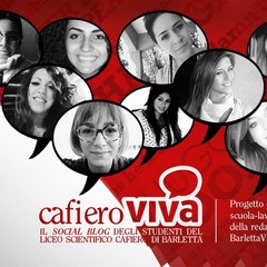 Le nove studentesse coinvolte nel progetto CafieroViva: per una settimana saranno collaboratrici di BarlettaViva con un social blog curato da loro stesse.