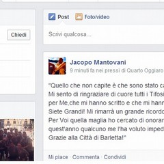 Mantovani si sfoga su Facebook