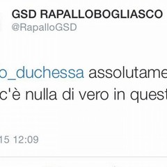 RapalloBogliasco, il tweet sul presente societario