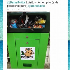 Le segnalazioni viaggiano sui social network, e su Twitter la Bar.S.A. risponde: «Facciamo capire ai cittadini che Luisito non è una pattumiera!»