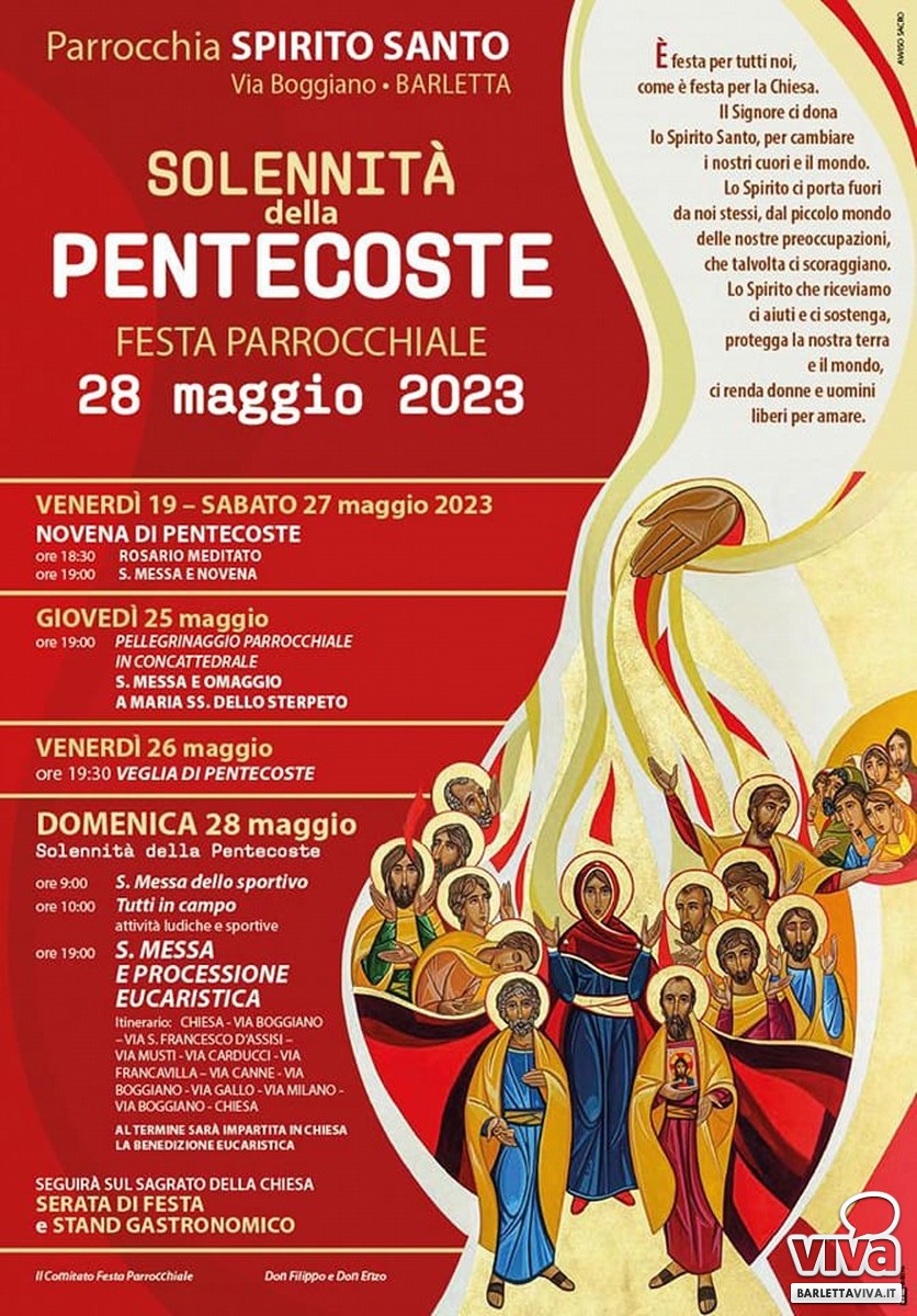 La parrocchia Spirito Santo di Barletta celebra la Solennità della Pentecoste