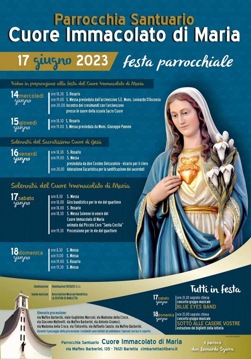 Locandina festa parrocchiale Cuore Immacolato di Maria