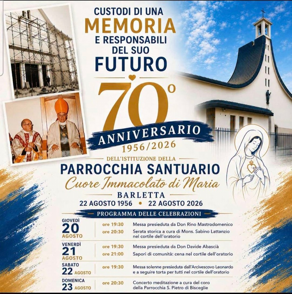 Cuore Immacolato di Barletta festeggia la sua storia