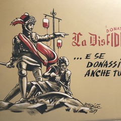 Sangue e Disfida, il murale di Borgiac presso la sede Fidas