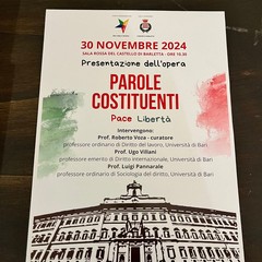 "Parole Costituenti": presentata l’opera a Barletta che parla della Costituzione Italiana