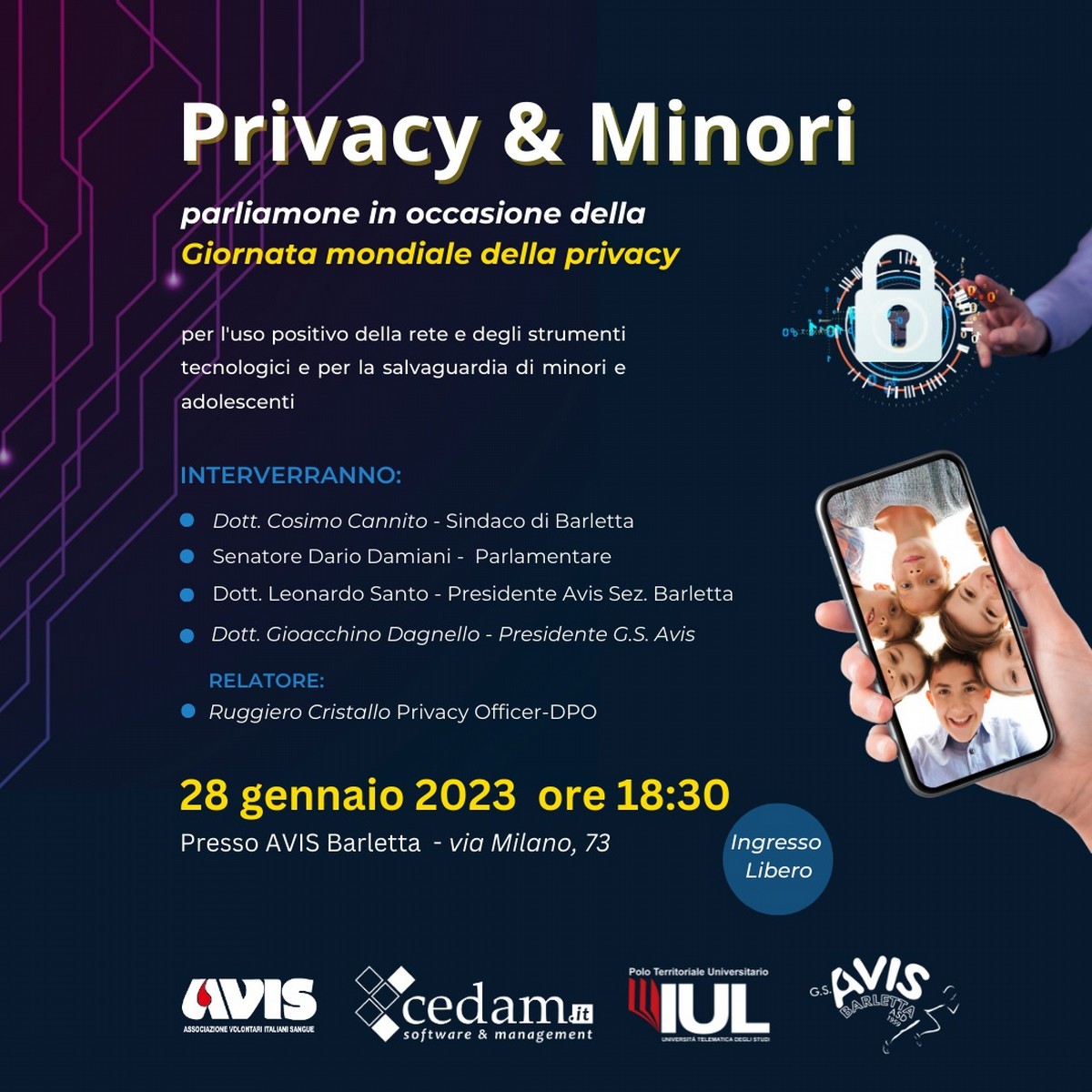 “Privacy & Minori” in occasione della Giornata Mondiale della Privacy