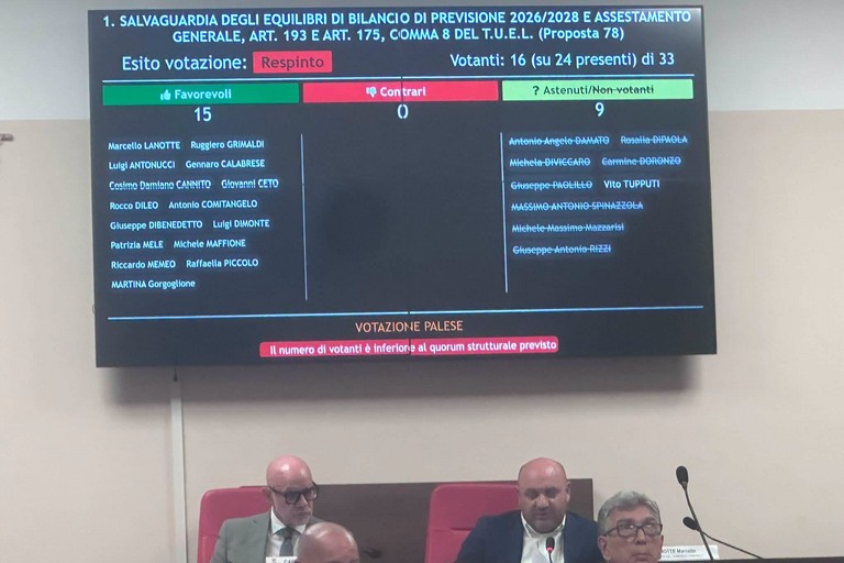 Esito votazione su equilibri bilancio del 30 luglio 2026
