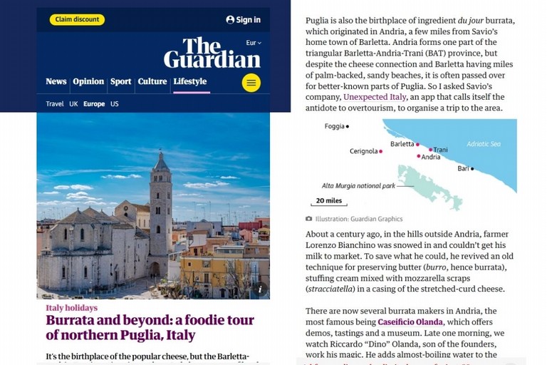 Tra arte, tradizioni e sapori del territorio: il viaggio di “The Guardian” alla scoperta della Bat