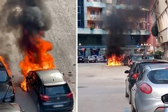 Automobile in fiamme in via Indipendenza: fiamme e fumo in centro a Barletta