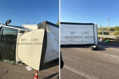 Furgone ribaltato sulla SS16bis in territorio di Barletta