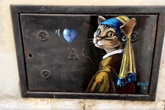 La gattina con l'orecchino di perla: nuovo murale del maestro Borgiac