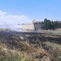 Incendio di stoppie vicino alla SS16bis in zona Barberini-Patalini