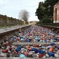 La stazioncina di Canne della Battaglia e il mosaico dedicato all'Ofanto