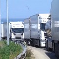 Protesta autotrasportatori, coda di tir su via Andria