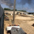 Strada statale 170 a Barletta, incendio in un deposito auto