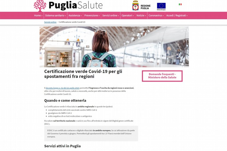 Certificazione verde Covid pugliasalute www sanita puglia it
