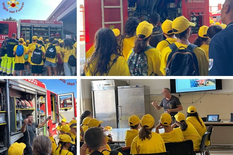 i bambini in visita dai Vigili del Fuoco di Barletta