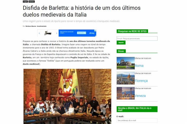 La Disfida di Barletta viaggia nel mondo fino al Brasile