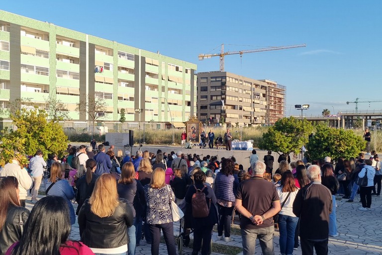 Icona di Maria che scioglie i nodi al Parco dell'Umanità