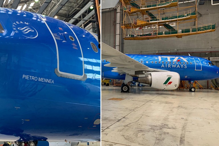 Il nuovo aereo azzurro di ITA Airways dedicato a Pietro Mennea. <span>Foto Pagina FB ufficiale Pietro Mennea</span>