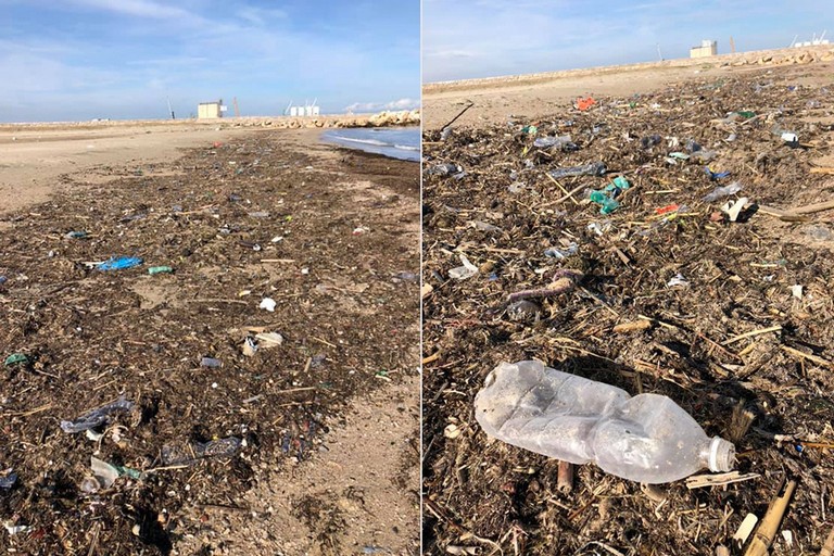 Rifiuti sulla litoranea di Levante