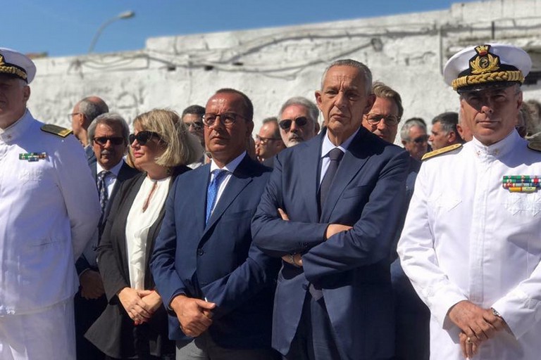 Mennea alla inaugurazione della nuova sede della Capitaneria di Porto