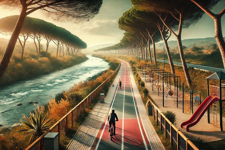 Pista ciclabile lungo l'Ofanto. <span>Foto Immagine generata da AI</span>