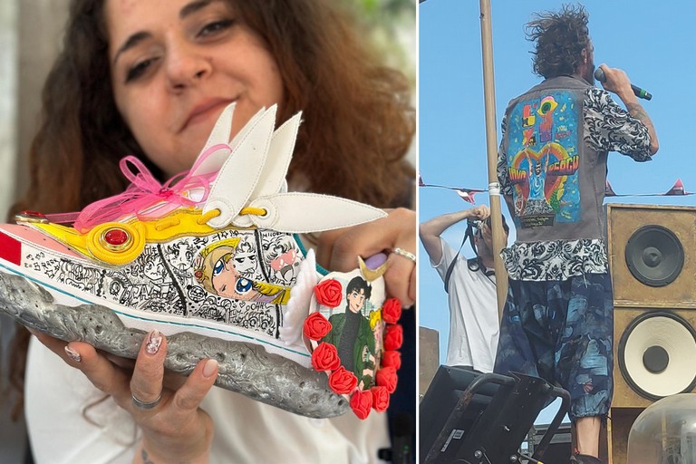 Isabella e la giacca di jeans regalata a Jovanotti
